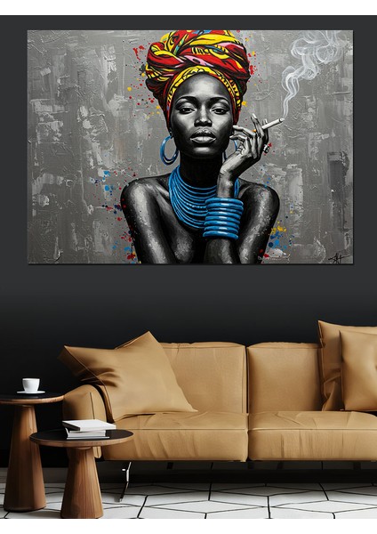 Duru Bakışlı Siyah Kadın Dekoratif Kanvas - Mdf Ahşap Tablo fırsatları