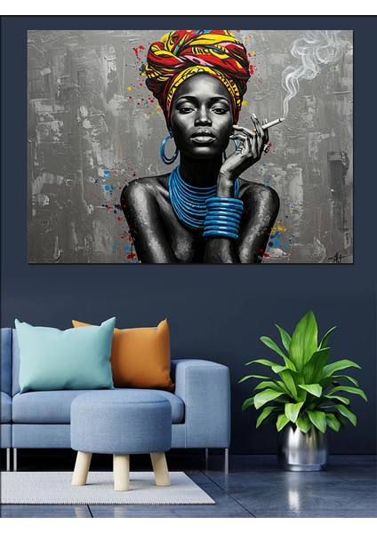 Duru Bakışlı Siyah Kadın Dekoratif Kanvas - Mdf Ahşap Tablo indirimleri
