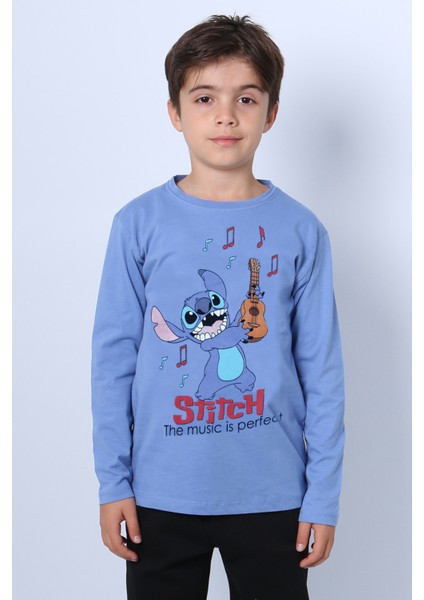 Erkek Çocuk Uzun Kollu Tshirt Karakter Baskılı Bisiklet Yaka E10