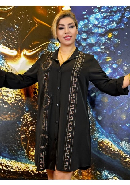Tunik,versace,erkek Yaka,düğmeli,krep Kumaş,günlük,taşli Işlemeli,yüksek Kalite, fiyatları