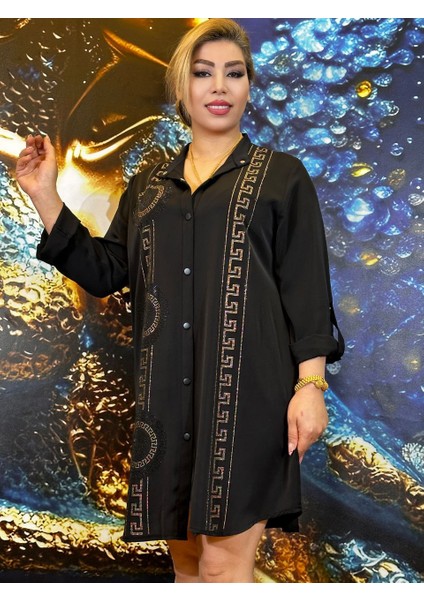Tunik,versace,erkek Yaka,düğmeli,krep Kumaş,günlük,taşli Işlemeli,yüksek Kalite, modelleri