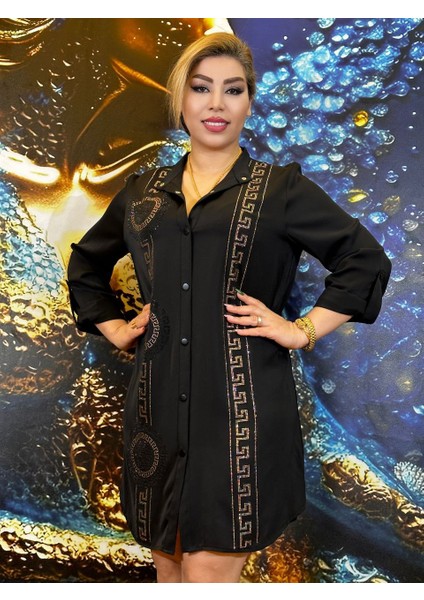 Tunik,versace,erkek Yaka,düğmeli,krep Kumaş,günlük,taşli Işlemeli,yüksek Kalite, fırsatları