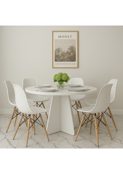 Barberon Yuvarlak Modern Dekoratif Yemek Masası Mutfak Masası