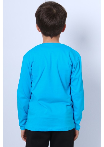 Erkek Çocuk Uzun Kollu Tshirt Karakter Baskılı Bisiklet Yaka E10