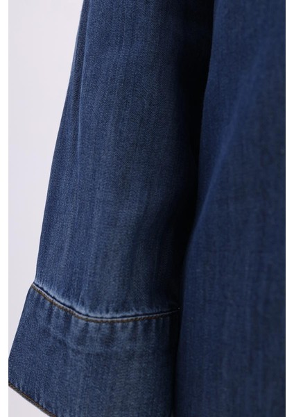 Denim Gizli Patlı Uzun Gömlek 23JS51219AL1 fiyatları
