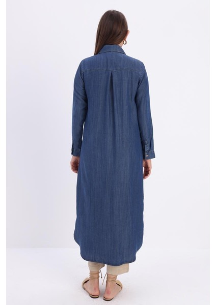 Denim Gizli Patlı Uzun Gömlek 23JS51219AL1 fırsatları