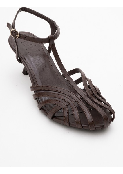 Felip Kahve Cilt Bantlı Kadın Kısa Topuklu Ayakkabı modelleri