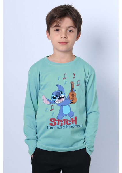 Erkek Çocuk Uzun Kollu Tshirt Karakter Baskılı Bisiklet Yaka E10