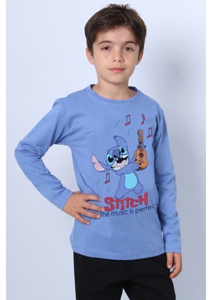 Erkek Çocuk Uzun Kollu Tshirt Karakter Baskılı Bisiklet Yaka E10