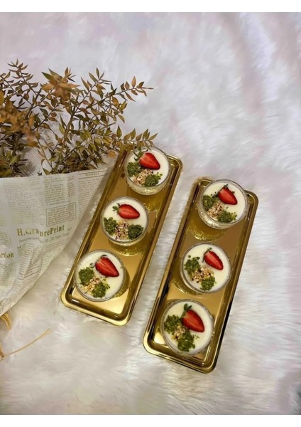 2'li Gold Dikdörtgen Servis Sunum Tepsisi-Çay-Kahve Sunum Tepsisi 33X13