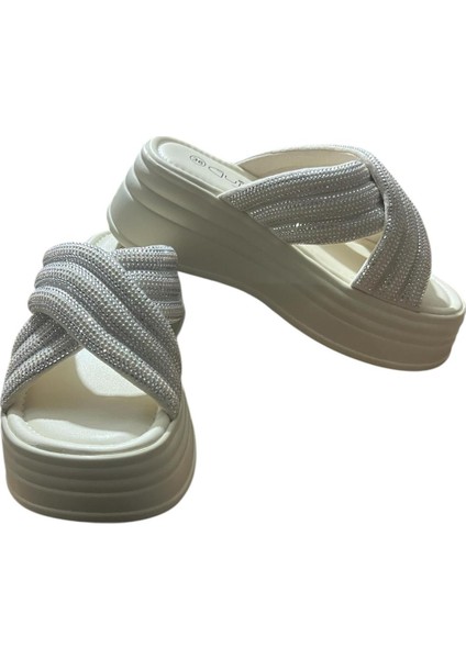 Orijinal Guja 414-3 Ortopedik Dolgu Topuklu Taşlı Şık Bayan Terlik modelleri