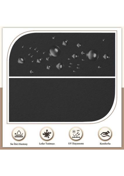 Canvas 4'lü Siyah Sıvı Geçirmez Leke Tutmaz Fermuarlı Bağcıklı Sandalye Minderi 40 x 40 cm modelleri