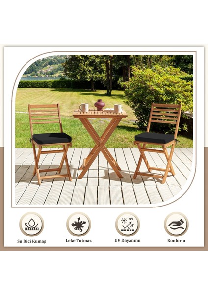 Canvas 4'lü Siyah Sıvı Geçirmez Leke Tutmaz Fermuarlı Bağcıklı Sandalye Minderi 40 x 40 cm indirimleri