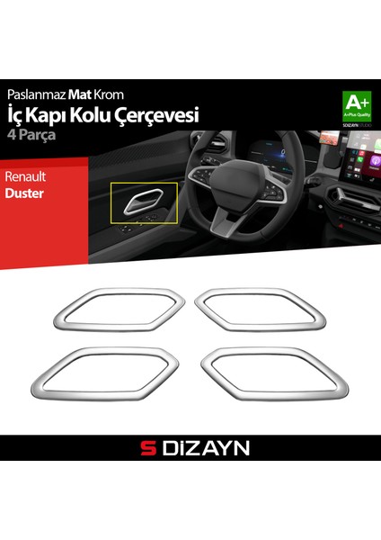 Renault Duster Krom Iç Kapı Kolu Çerçevesi 4 Prç 2024 Üzeri (Mat Krom)
