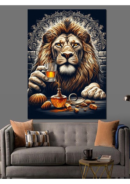 Aslan ve Kahve Dekoratif Kanvas - Mdf Ahşap Tablo fiyatları