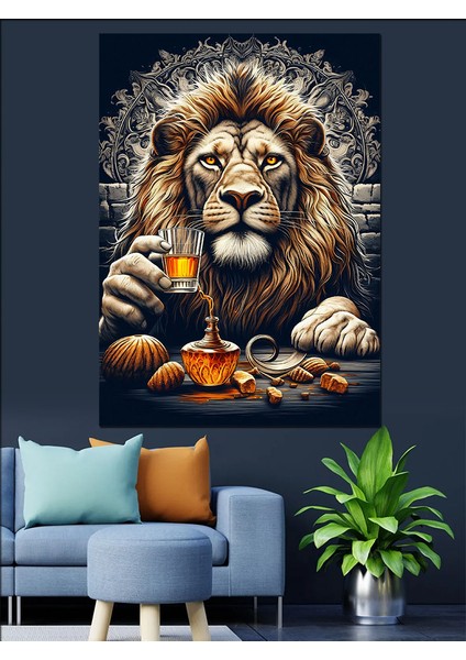 Aslan ve Kahve Dekoratif Kanvas - Mdf Ahşap Tablo modelleri