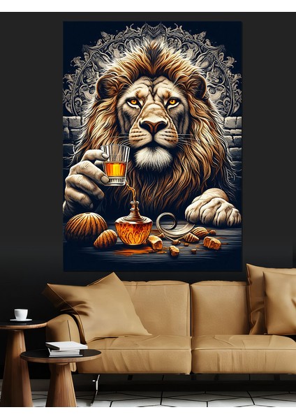 Aslan ve Kahve Dekoratif Kanvas - Mdf Ahşap Tablo fırsatları