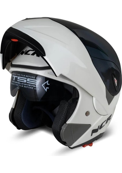 Çene Açılır Kask Beyaz Siyah Vizörlü Ece Belgeli modelleri