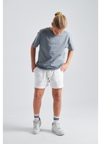 Futbol Sahası Desenli %100 Pamuk Erkek Oversize Tişört fiyatları