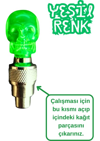 2 Çift Hareket Sensörlü Led Işıklı Sibop Kafatası Şekilli Bisiklet Araç Motor Sibop Kapak Lambası