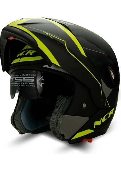 Çene Açılır Kask Sarı Siyah Vizörlü Ece Belgeli modelleri