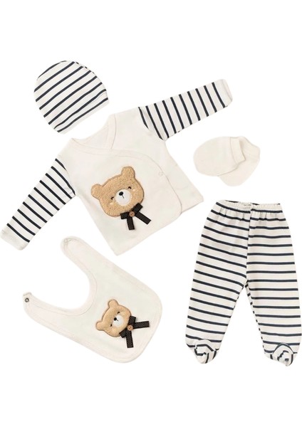 Ayıcık Süzene Nakışlı Lüx Erkek Yeni Doğan Hastane Çıkış 5'li Zıbın Seti - Kutulu Hediyelik Set modelleri