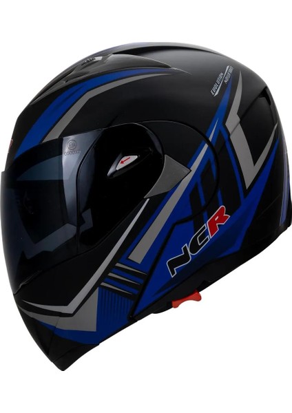 Çene Açılır Kask Mat Mavi Siyah Vizörlü Ece Belgeli fiyatları