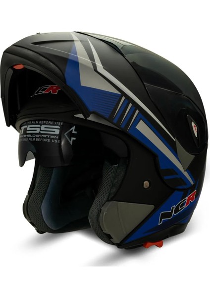 Çene Açılır Kask Mat Mavi Siyah Vizörlü Ece Belgeli fırsatları