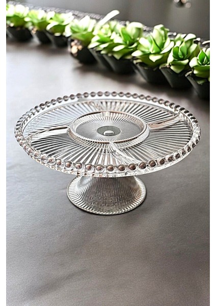 Cam Ayaklı 5 Bölmeli Platin Sunum Standı – Şık ve Fonksiyonel Sunumlar -26 cm fiyatları