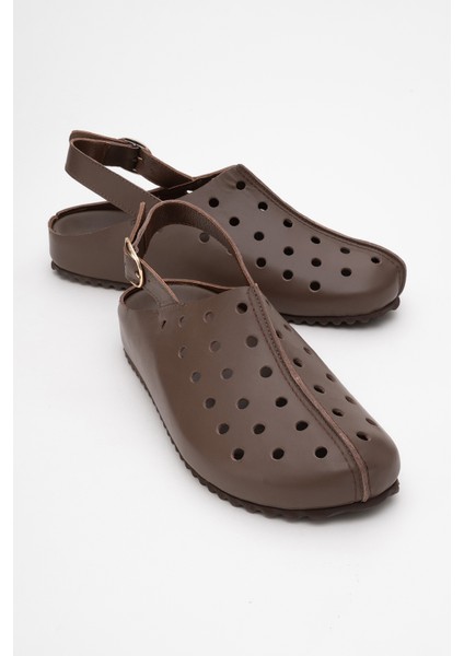 Justa Kahve Cilt Hakiki Deri Kadın Sandalet