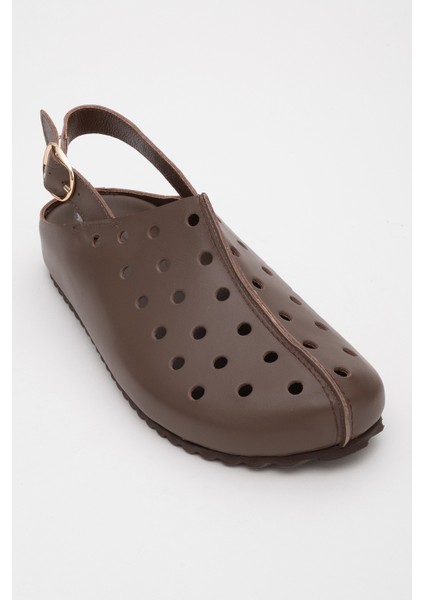 Justa Kahve Cilt Hakiki Deri Kadın Sandalet modelleri