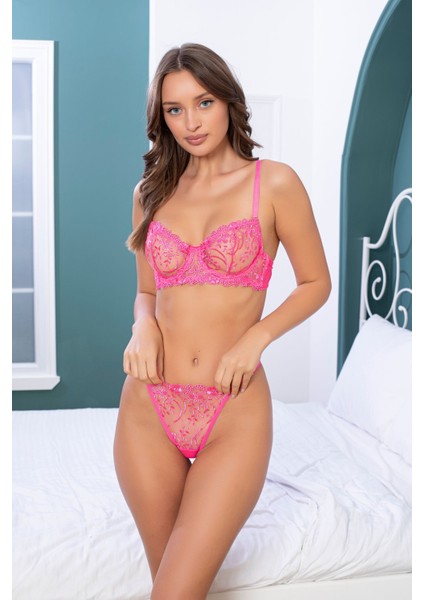 Pembe Dantelli Bralet Takım Iç Çamaşır Takımı Sütyen Tanga Set Dantelli Sütyen Kadın Iç Giyim Giyim fiyatları