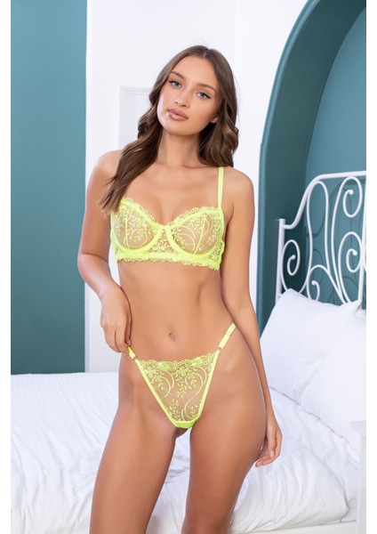 Neon Dantelli Iç Çamaşırı Takımı Sütyen Iç Çamaşır Bralet Takımı Dantelli Sütyen Tanga