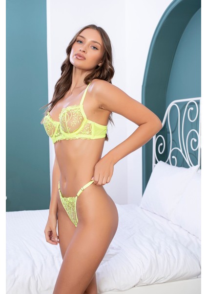 Neon Dantelli Iç Çamaşırı Takımı Sütyen Iç Çamaşır Bralet Takımı Dantelli Sütyen Tanga