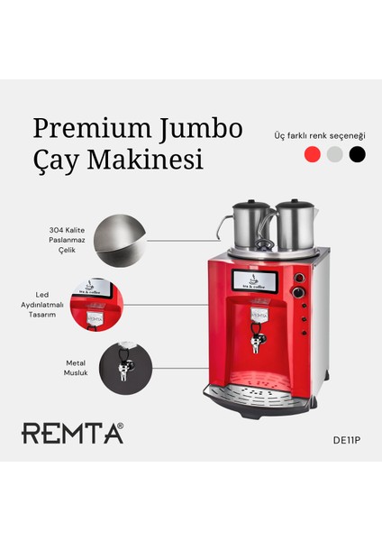 2 Demlikli 23 Lt Premium Jumbo Çay Makinesi Gri - DE11P fiyatları