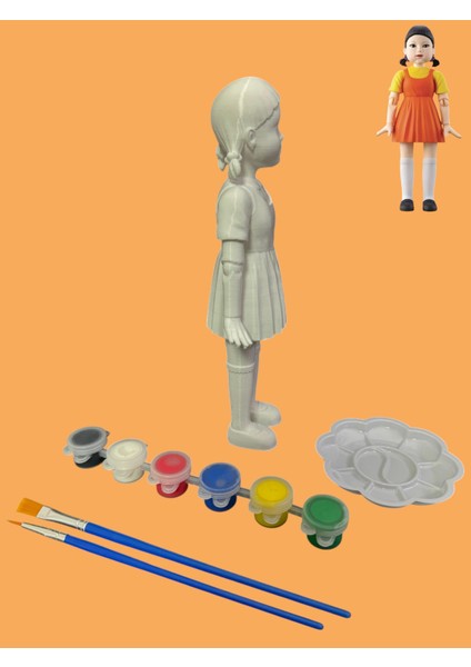 Squid Game Young Hee Doll Squid Game’in Ikonik Oyuncak Bebeği 3D Figür Boyama Seti-17 cm