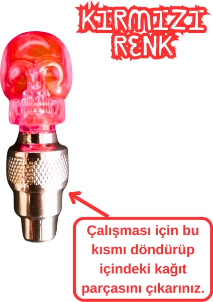 2 Çift Hareket Sensörlü Led Işıklı Sibop Kafatası Şekilli Bisiklet Araç Motor Sibop Kapak Lambası