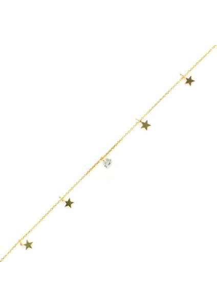 925 Ayar Gümüş Minik Üçgen Zirkon Taşlı Yıldızlı Halhal