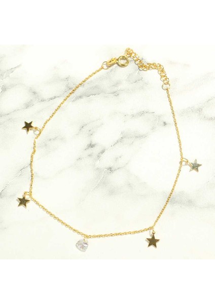 925 Ayar Gümüş Minik Üçgen Zirkon Taşlı Yıldızlı Halhal fiyatları