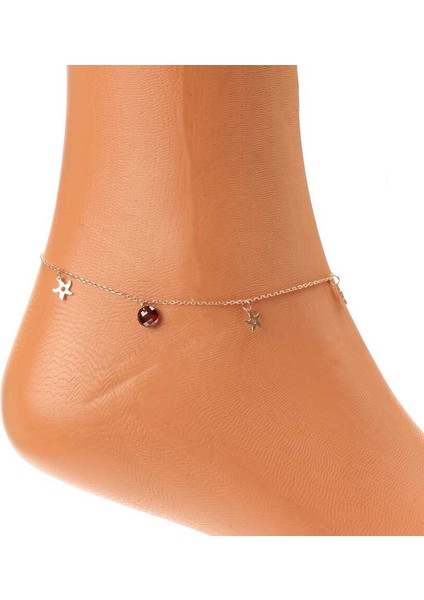 925 Ayar Rose Gümüş Yuvarlak Garnet Taşlı Deniz Yıldızı Halhal modelleri