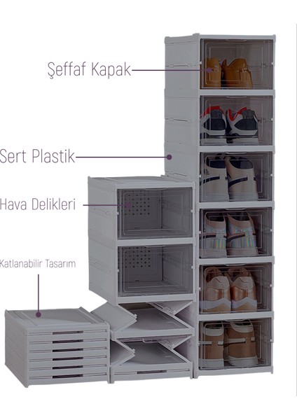 Katlanabilir Portatif 6 Katlı Plastik Ayakkabılık Düzenleyici