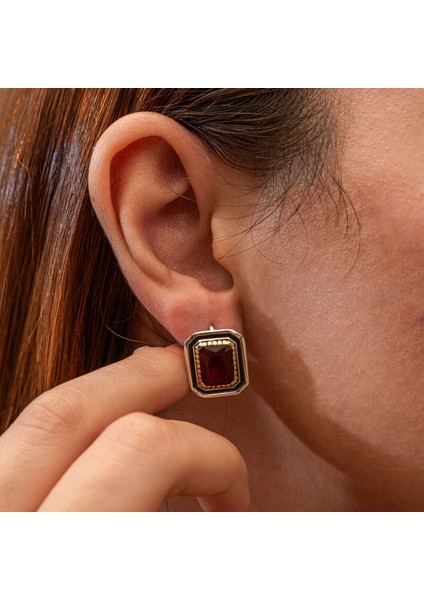 Gümüş Yakut Taşlı Otantik Kadın Küpe modelleri