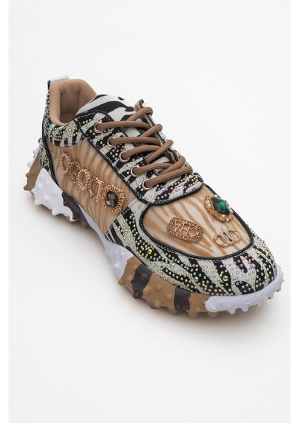 Vero Bej Desenli Taşlı Kadın Spor Ayakkabı modelleri