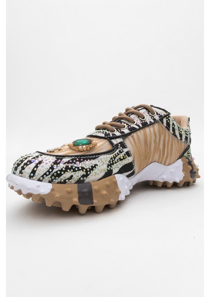 Vero Bej Desenli Taşlı Kadın Spor Ayakkabı fırsatları