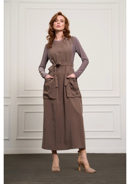 Basic Elbise 37814 Vizon