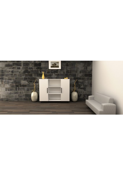 2 Kapaklı Ofis ve Çok Amçalı Dolap Beyaz Mdflam 2K0M003 150 cm *110 cm *40 cm