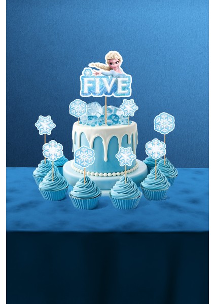Frozen Elsa Temalı 5 Yaş Doğum Günü Parti Seti Doğum Günü Konsepti - Mini
