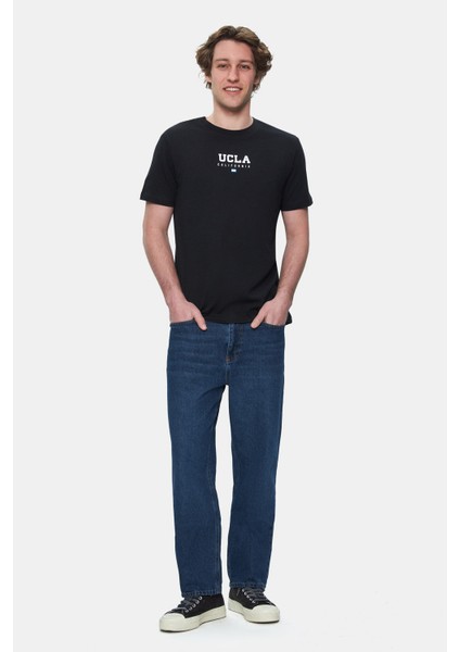 Sherman Siyah Bisiklet Yaka Baskılı Standard Fit Erkek Tshirt modelleri