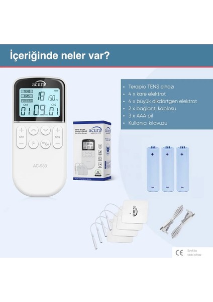AC-933 Çift Kanallı, 50 Programlı Profesyonel Tens Cihazı