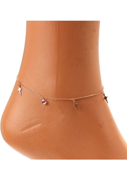 925 Ayar Gümüş Ametist Taşlı Kuzey Yıldızı Modeli Halhal fiyatları